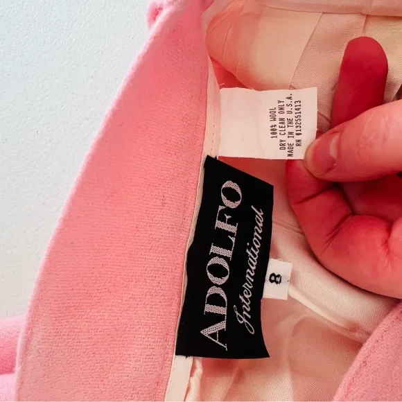 Vintage Pink Trousers Pants 100% Wool Grandmacore Coquette Girl Womens Size 8 - Picture 5 of 8